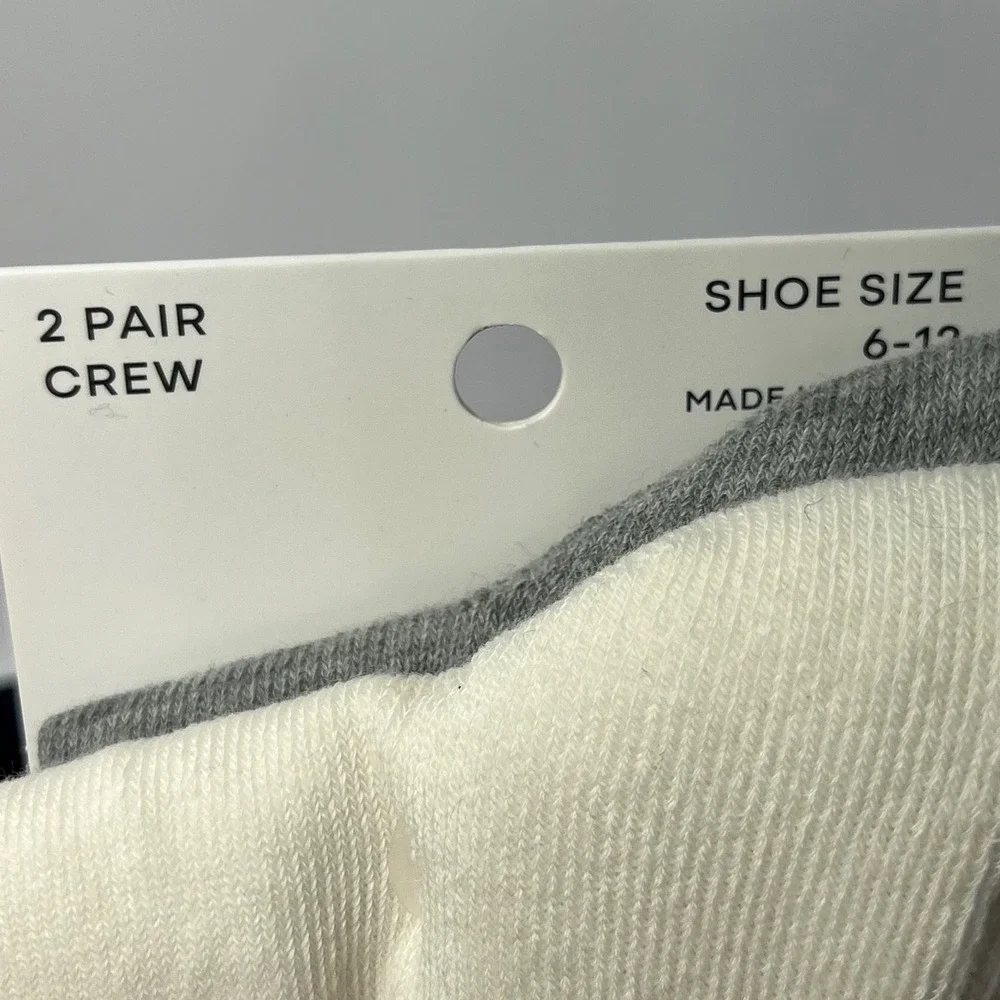 Fruit of the Loom 6 Pair Varsity Stripe Crew Socks Mens 6-12 White Navy Red New
